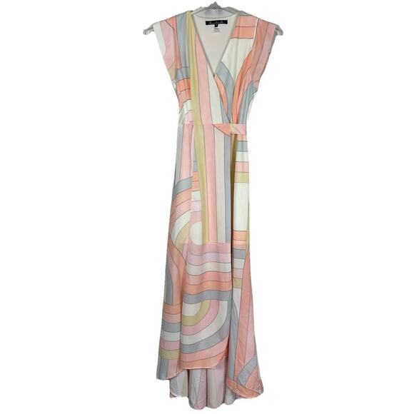 Anthropologie Dresses & Skirts - Anthropologie Hutch Geometric Wrap Maxi Dress XS Pastel Colorful Tropical Resort